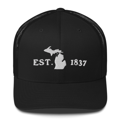 Michigan 'EST 1837' Trucker Hat (Woodcut Font)