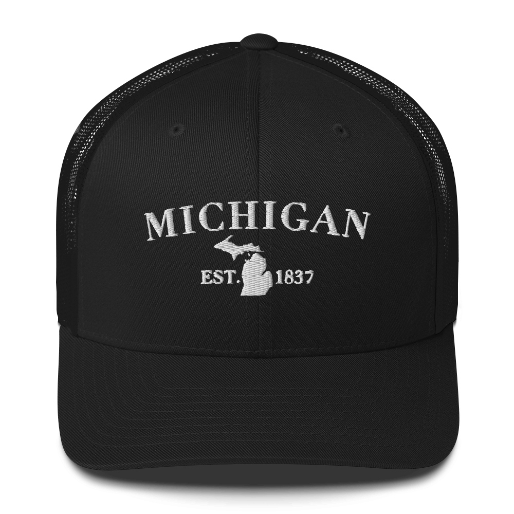 'Michigan EST 1837' Trucker Hat (Didone Font)