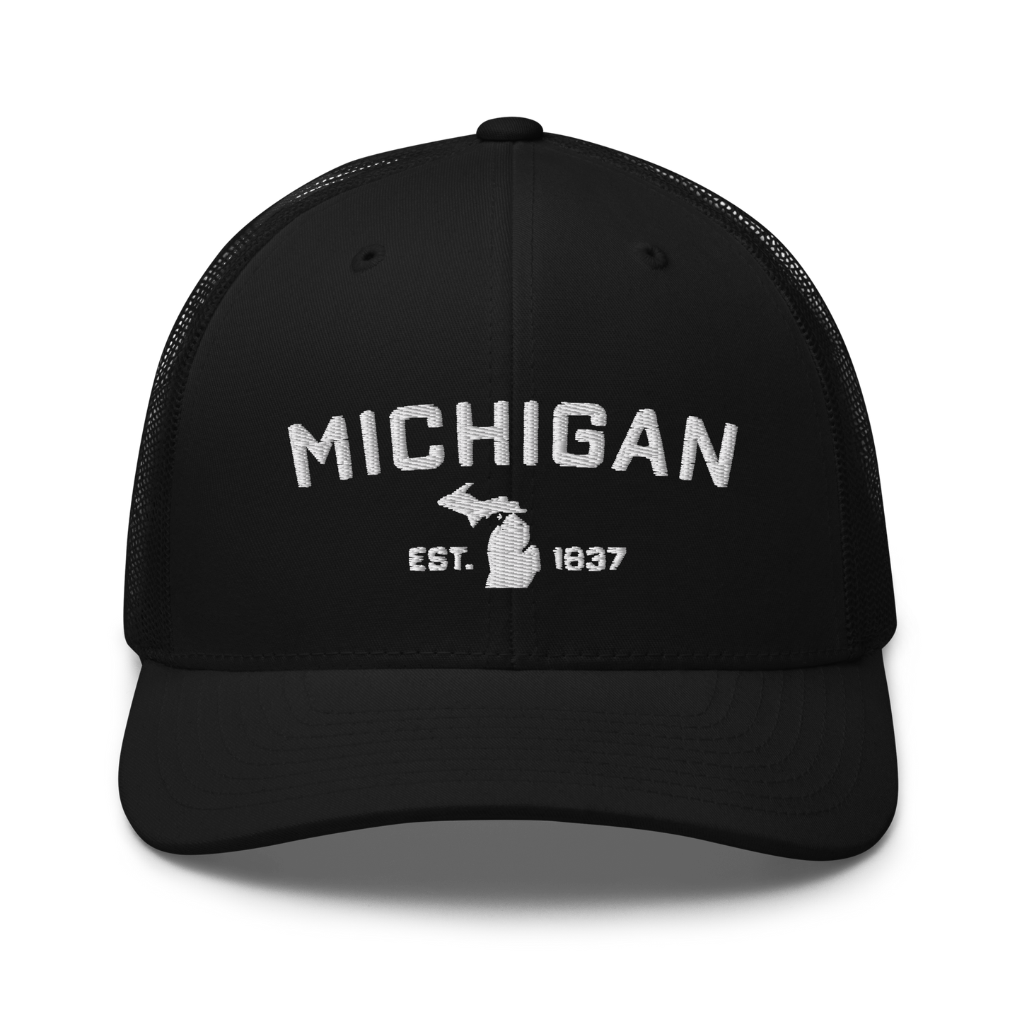 'Michigan EST 1837' Trucker Hat (Athletic Font)