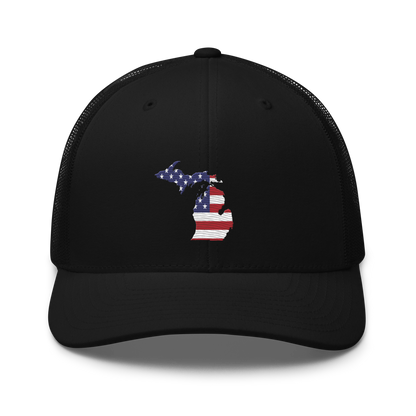 State of Michigan Trucker Hat (w/ USA Flag Outline)