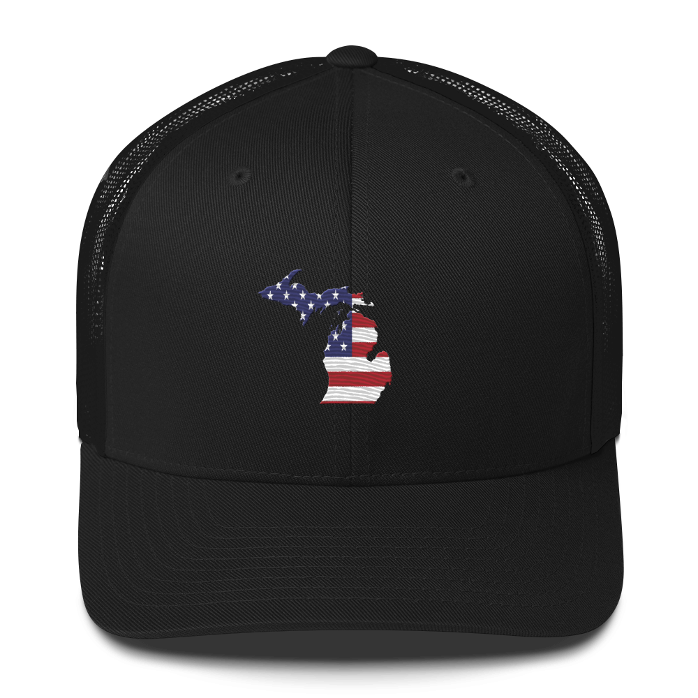 State of Michigan Trucker Hat (w/ USA Flag Outline)