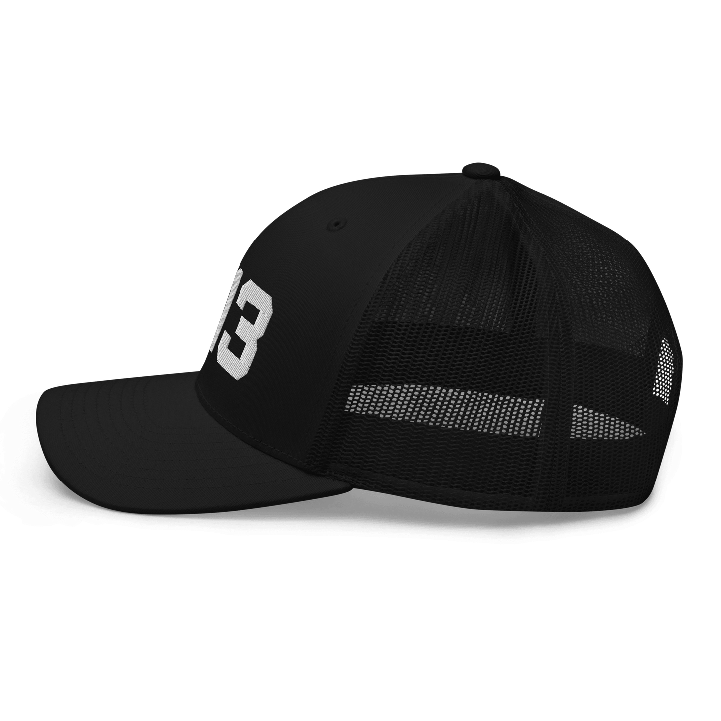 Detroit '313' Trucker Hat | White/Black Embroidery - Circumspice Michigan