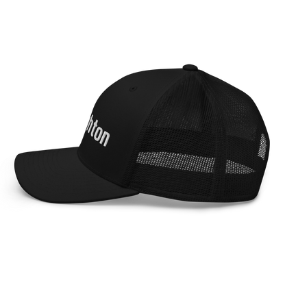 'Houghton' Trucker Hat | White/Black Embroidery