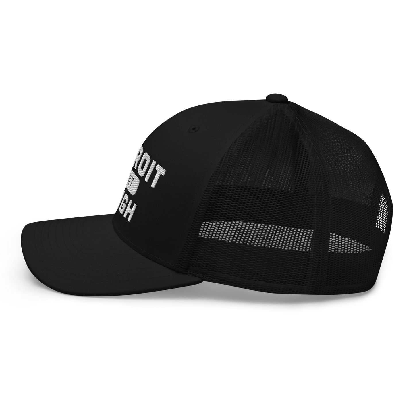 'Built Detroit Tough' Trucker Hat | White/Black Embroidery