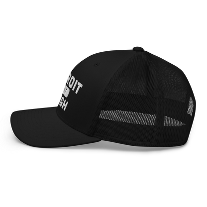 'Built Detroit Tough' Trucker Hat | White/Black Embroidery