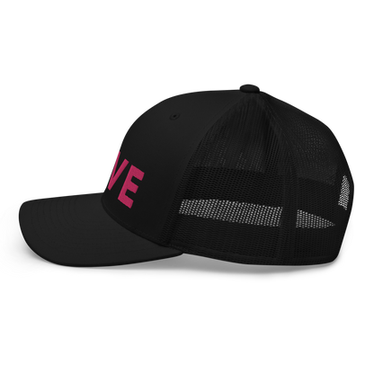 Michigan 'Love' Trucker Hat (Geometric Sans Font) | Pink Embrodiery