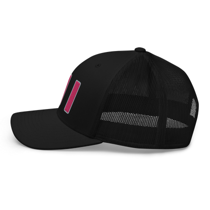 Michigan 'MI' Trucker Hat (1940s Baseball Font) | Pink Embroidery