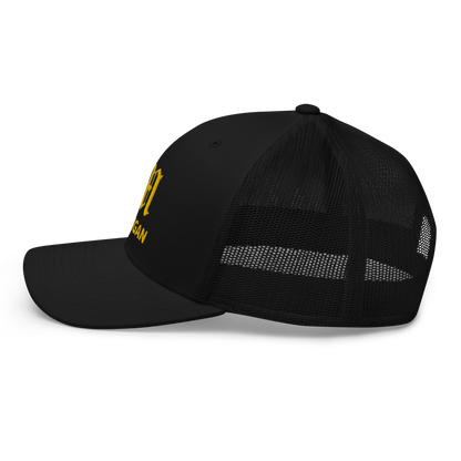 'Michigan' Trucker Hat (w/ 'Old English M') | Gold Embroidery