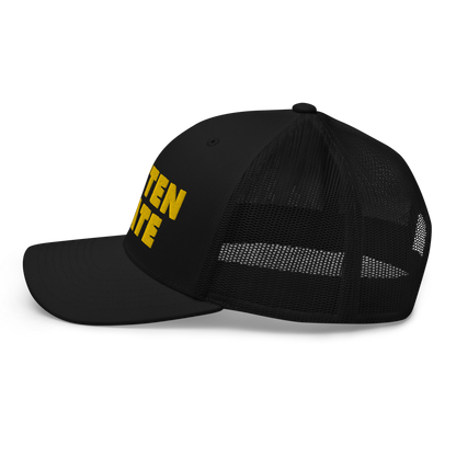 Michigan 'Mitten State' Trucker Hat (Geometric Sans Font) | Gold Embroidery