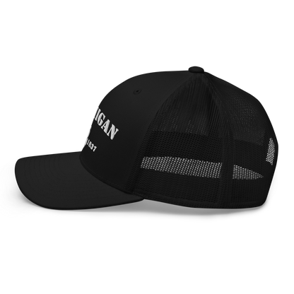 'Michigan EST 1837' Trucker Hat (Army Font)