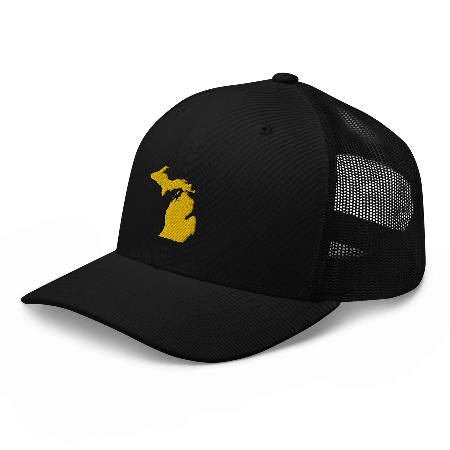 Michigan Trucker Hat (w/ Michigan Outline) | Gold Embroidery - Circumspice Michigan