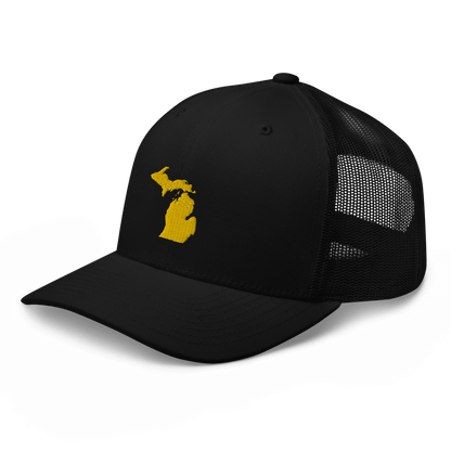 Michigan Trucker Hat (w/ Michigan Outline) | Gold Embroidery - Circumspice Michigan