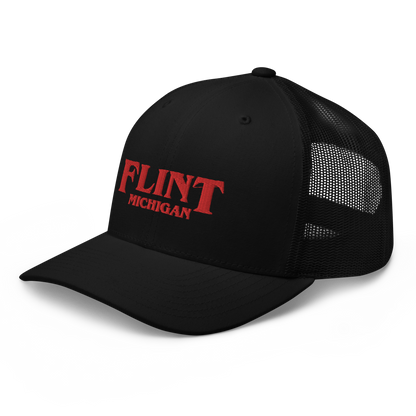 'Flint Michigan' Trucker Hat (1980s Drama Parody)