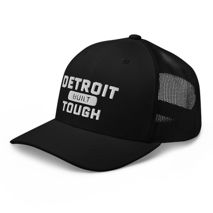 'Built Detroit Tough' Trucker Hat | White/Black Embroidery