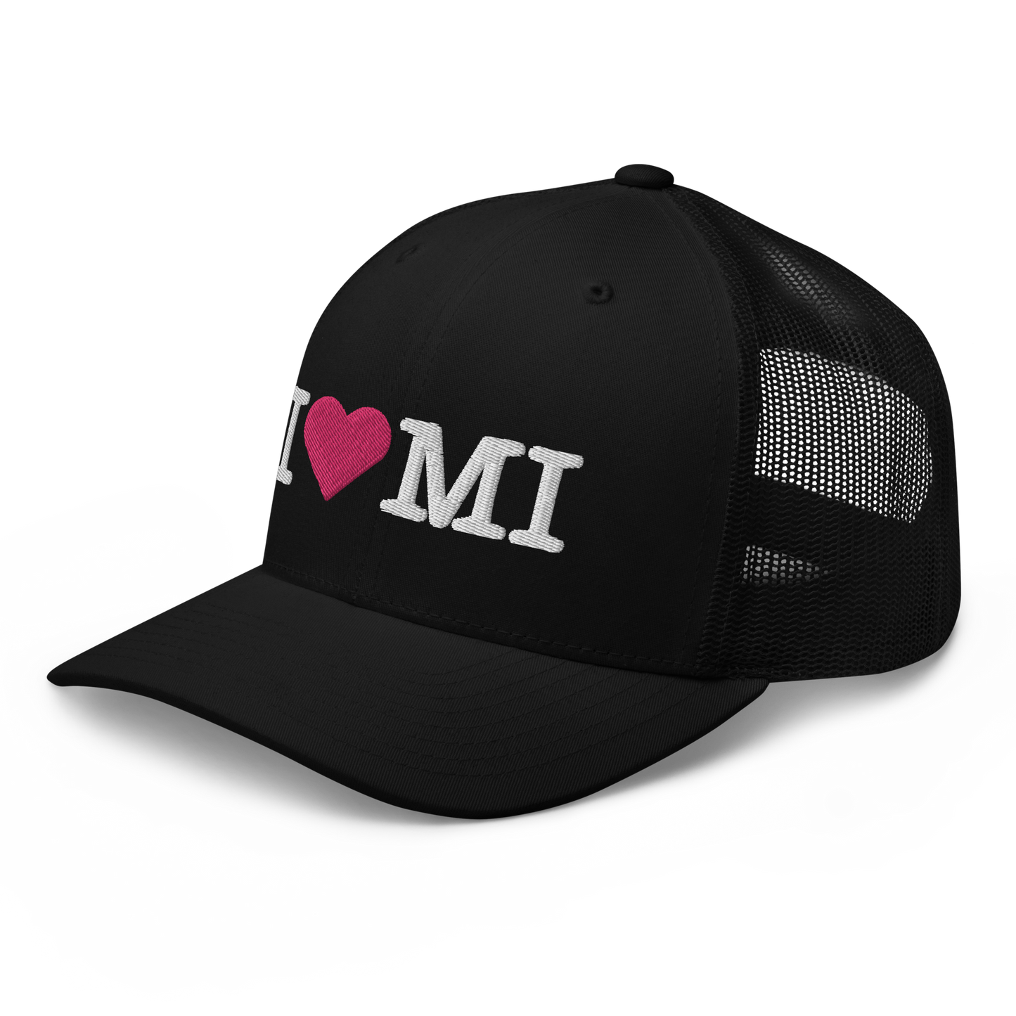 Michigan 'I ❤️ MI' Trucker Hat (Typewriter Font)