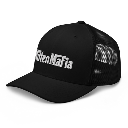 Michigan 'MittenMafia' Trucker Hat (Gangster Font) White/Black Embroidery