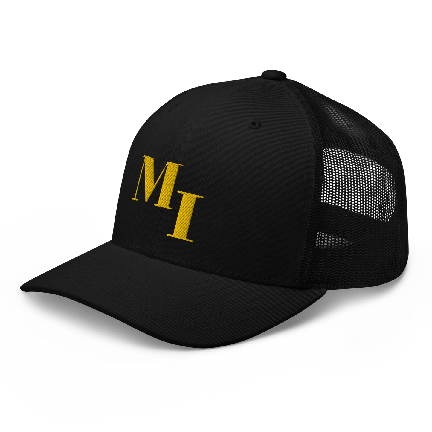 Michigan 'MI' Trucker Hat (Didone Logotype) | Gold Embroidery