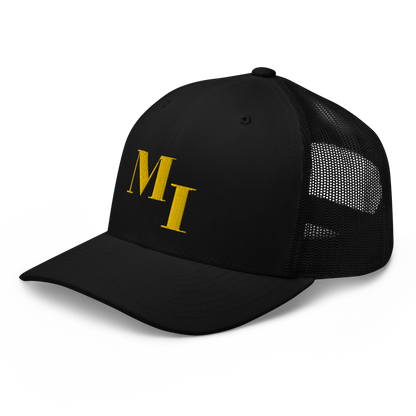 Michigan 'MI' Trucker Hat (Didone Logotype) | Gold Embroidery