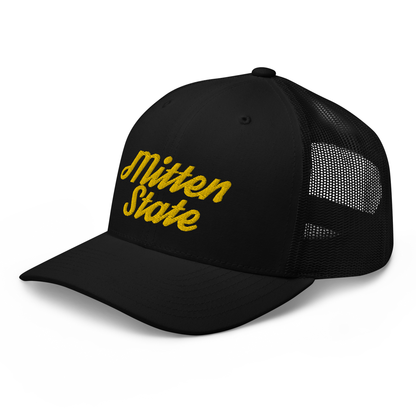 Michigan 'Mitten State' Trucker Hat (Script Font) | Gold Embroidery