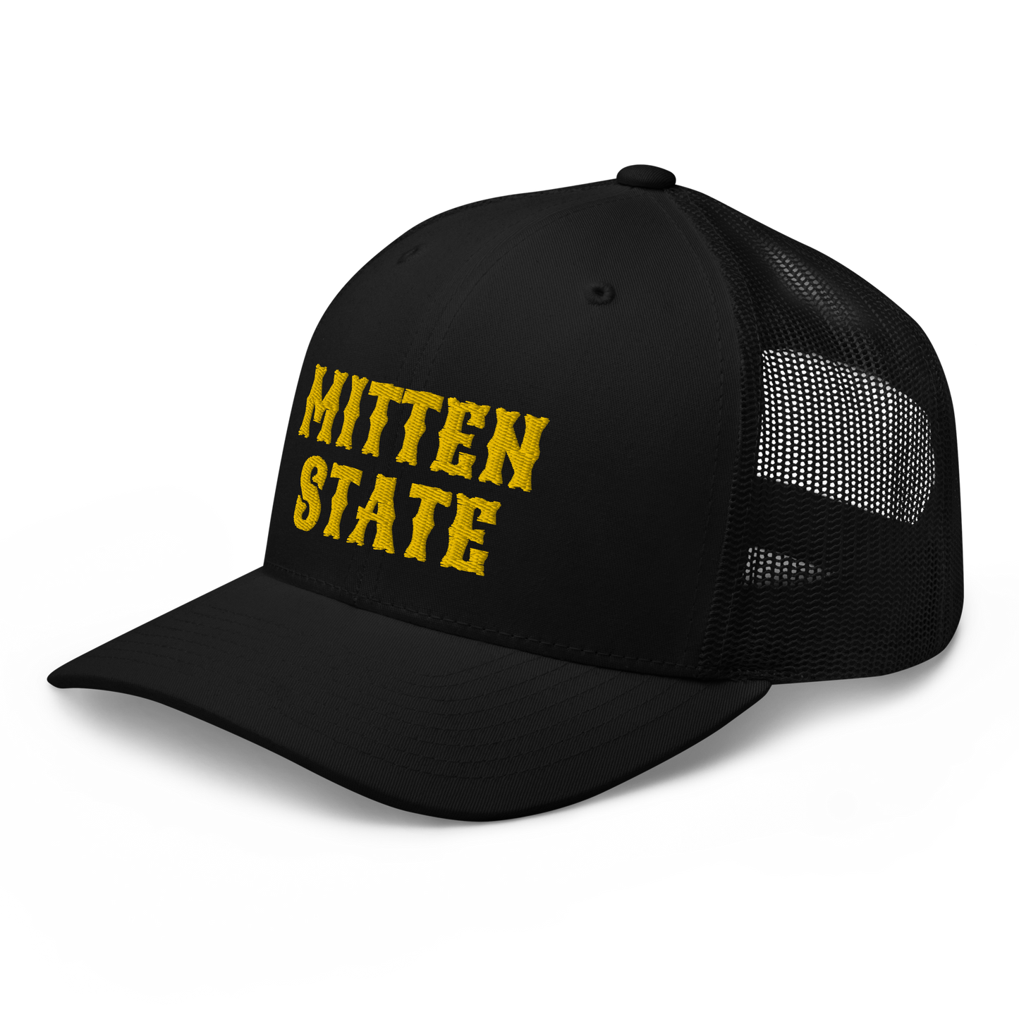 Michigan 'Mitten State' Trucker Hat (Western Font) | Gold Embroidery