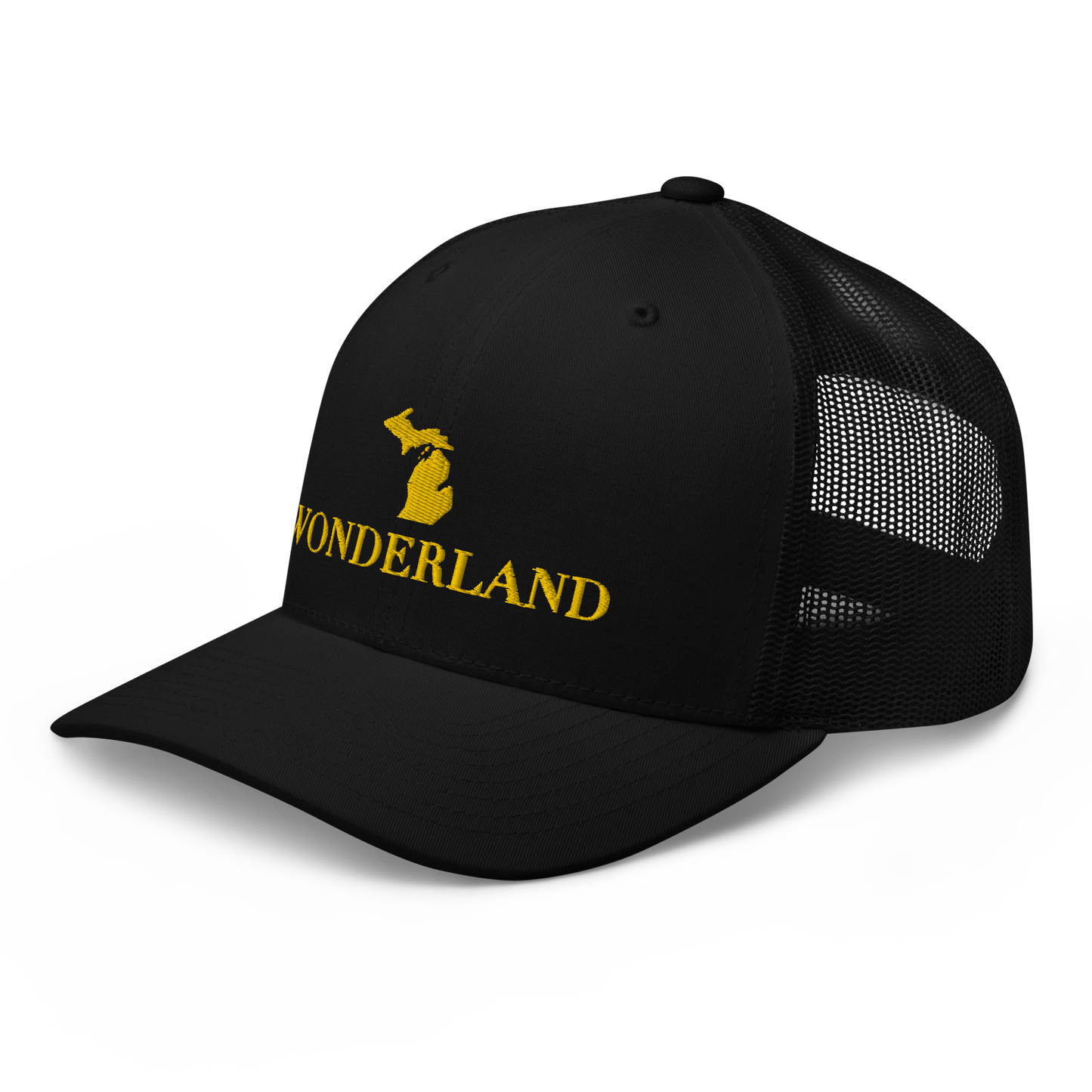 Michigan 'Wonderland' Trucker Hat (Didone Font) | Gold Embroidery