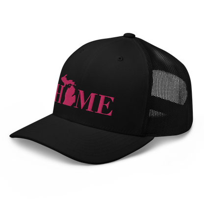 Michigan 'Home' Trucker Hat (Didone Font) | Pink Embroidery