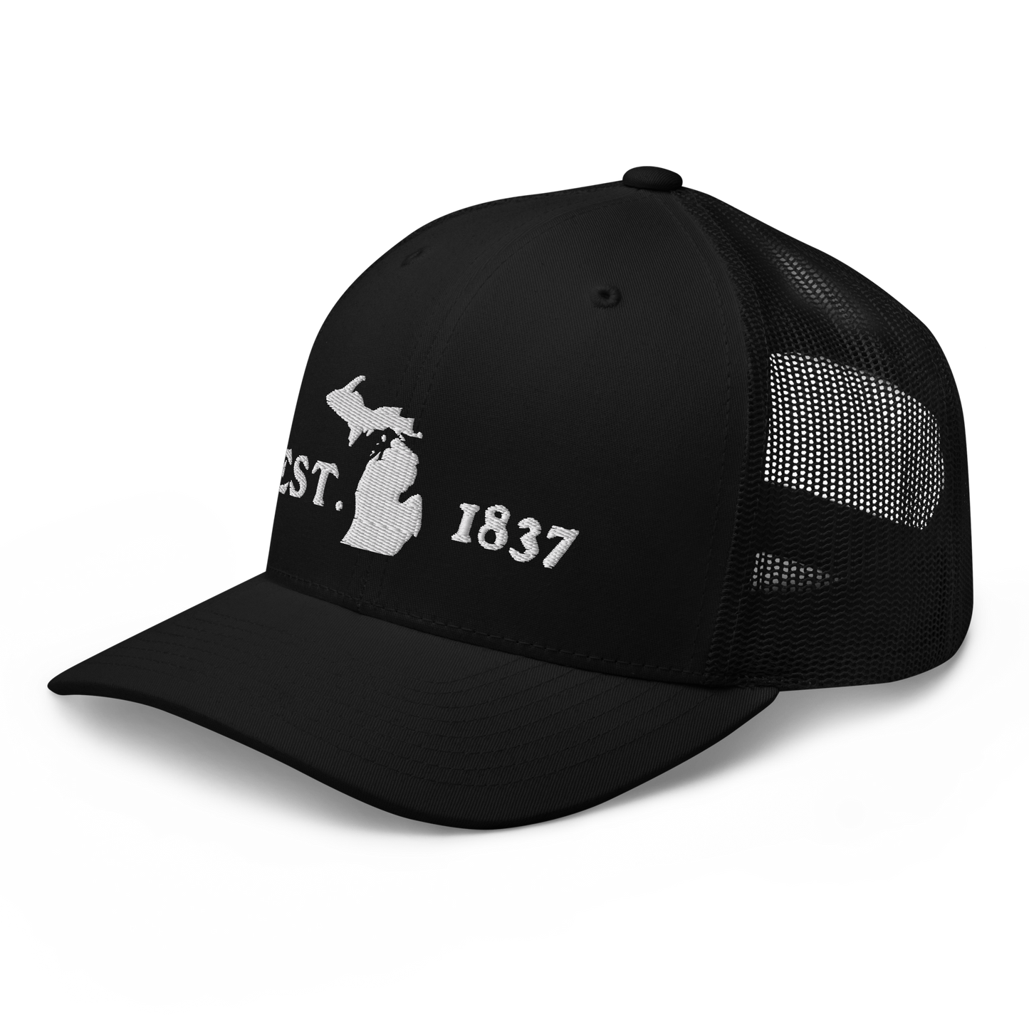 Michigan 'EST 1837' Trucker Hat (Woodcut Font)