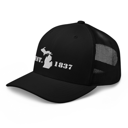 Michigan 'EST 1837' Trucker Hat (Army Font)