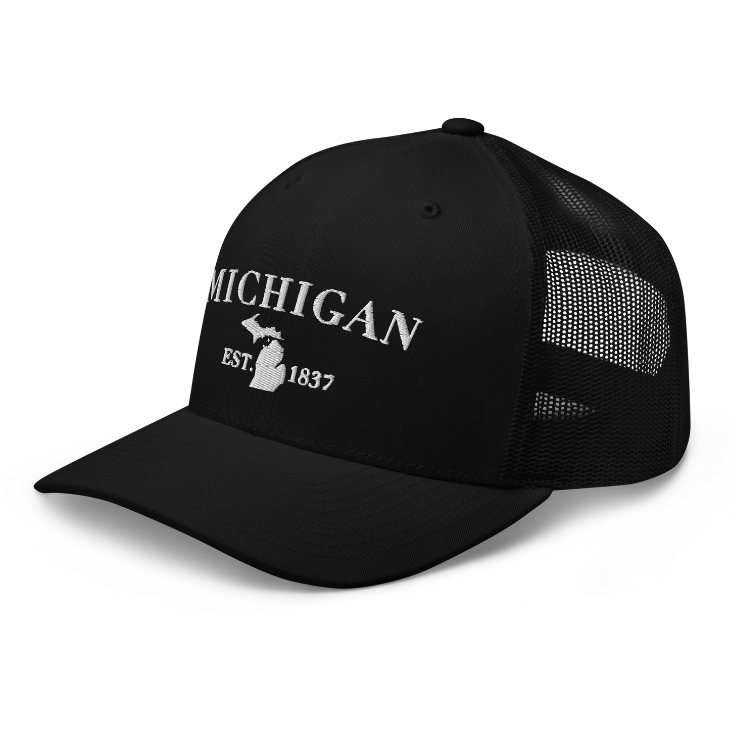 'Michigan EST 1837' Trucker Hat (Didone Font)