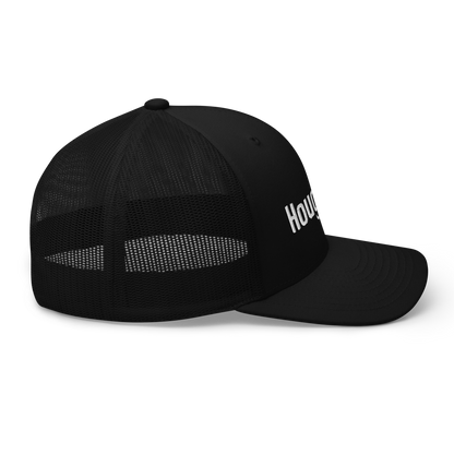 'Houghton' Trucker Hat | White/Black Embroidery