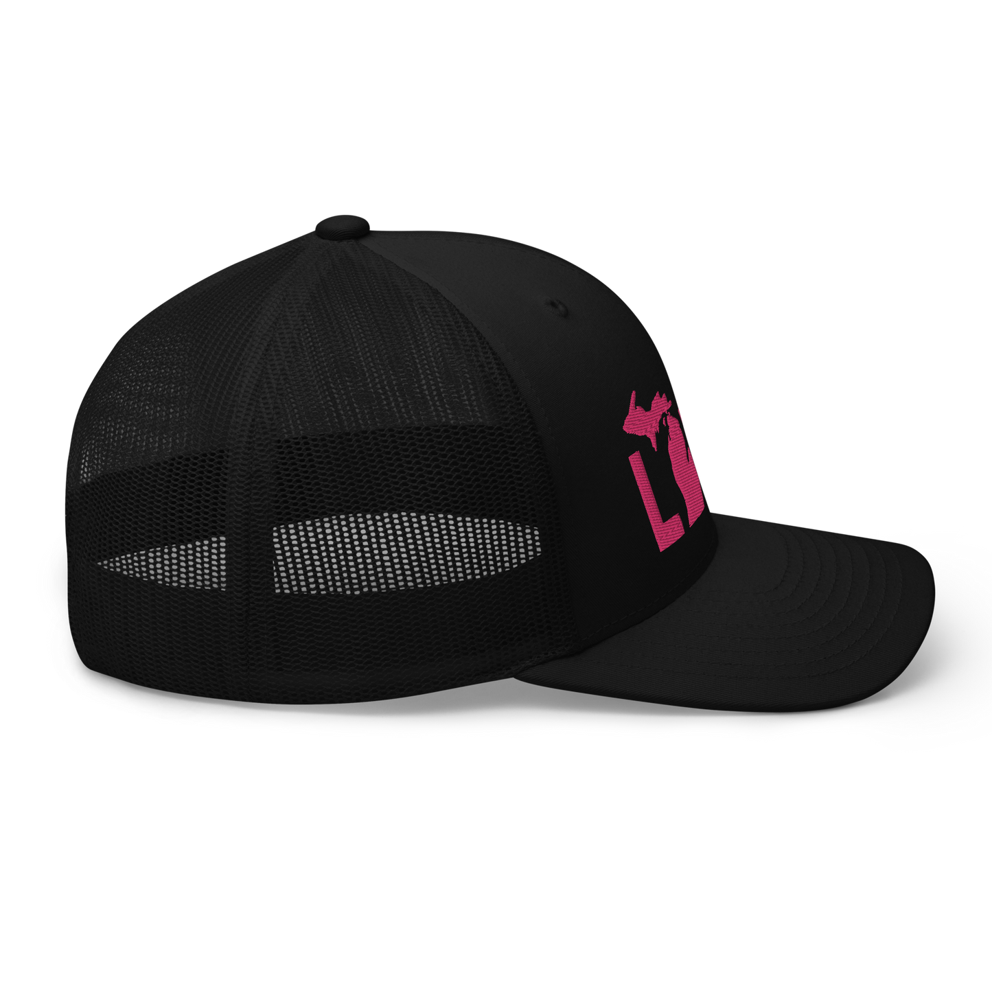 Michigan 'Love' Trucker Hat (Geometric Sans Font) | Pink Embrodiery