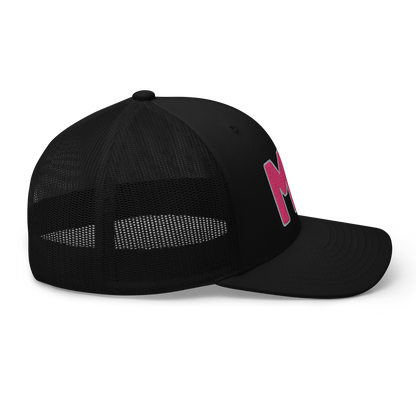 Michigan 'MI' Trucker Hat (1940s Baseball Font) | Pink Embroidery