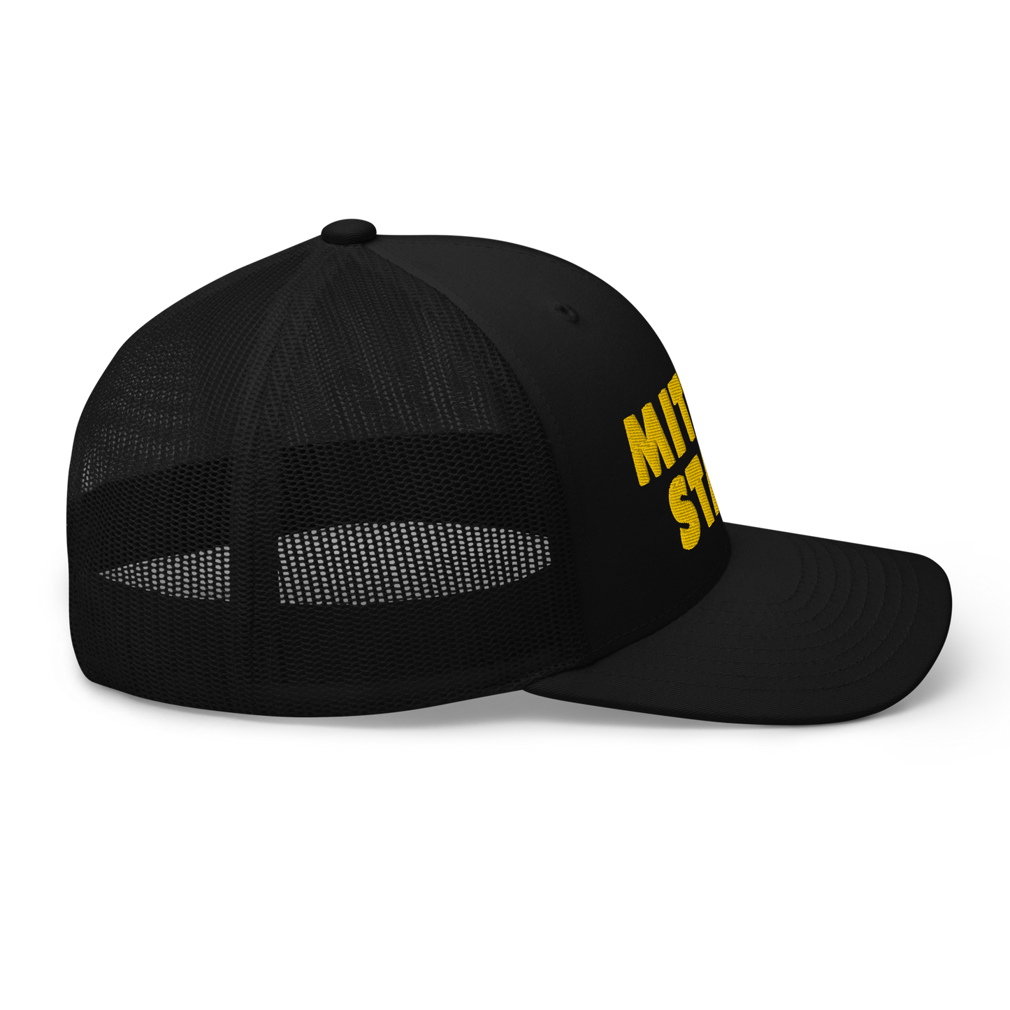 Michigan 'Mitten State' Trucker Hat (Geometric Sans Font) | Gold Embroidery