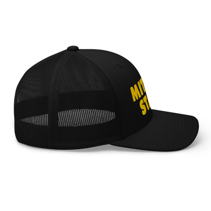 Michigan 'Mitten State' Trucker Hat (Geometric Sans Font) | Gold Embroidery