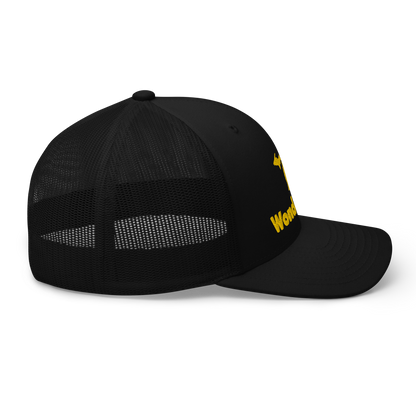 Michigan 'Wonderland' Trucker Hat (Geometric Sans Font) | Gold Embroidery