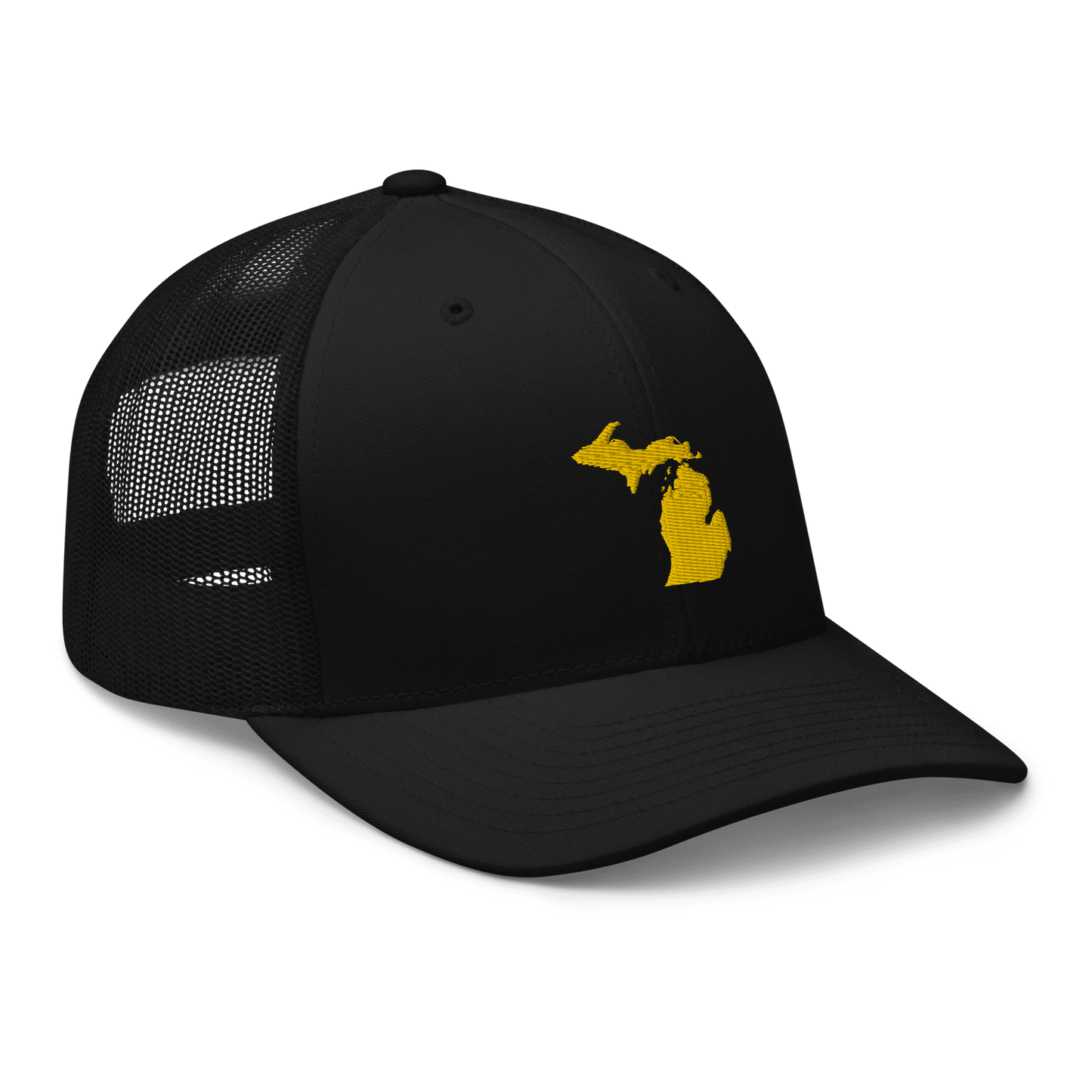 Michigan Trucker Hat (w/ Michigan Outline) | Gold Embroidery - Circumspice Michigan