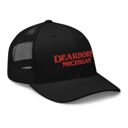 'Dearborn Michigan' Trucker Hat (1980s Drama Parody)