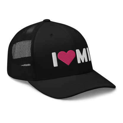 Michigan 'I ❤️ MI' Trucker Hat (Rounded Swiss Font)