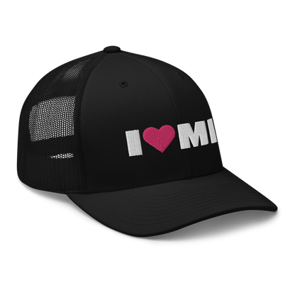 Michigan 'I ❤️ MI' Trucker Hat (French Olive Font)