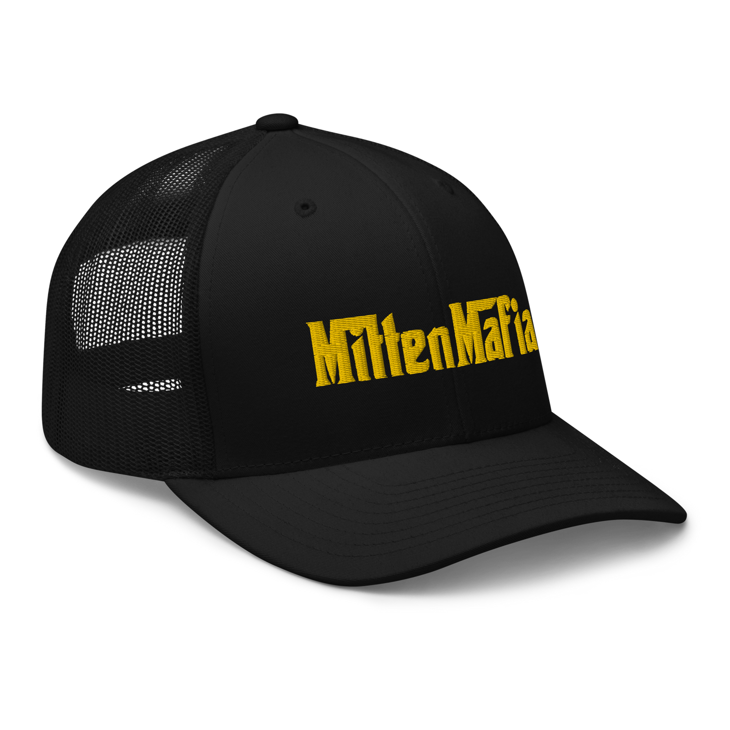 Michigan 'MittenMafia' Trucker Hat (Gangster Font) | Gold Embroidery