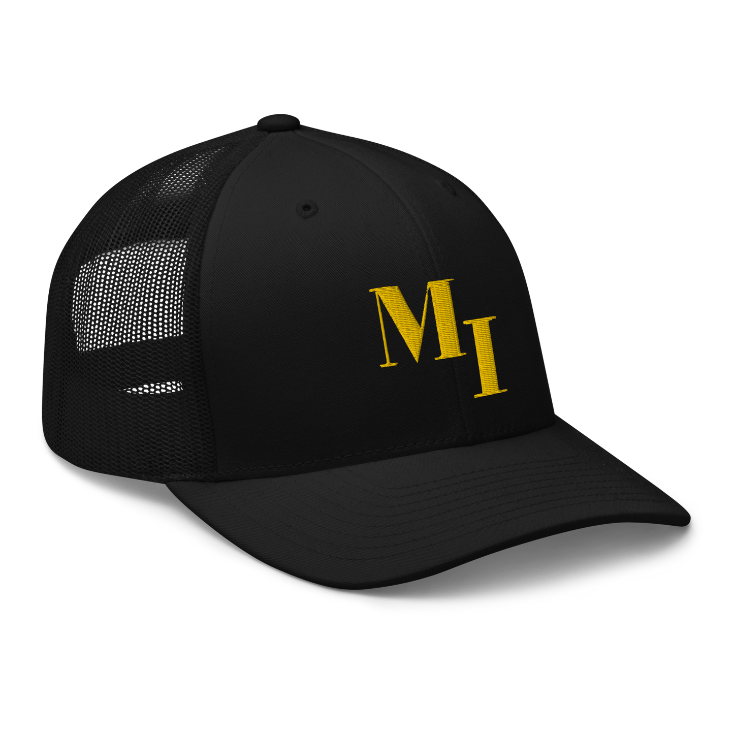 Michigan 'MI' Trucker Hat (Didone Logotype) | Gold Embroidery