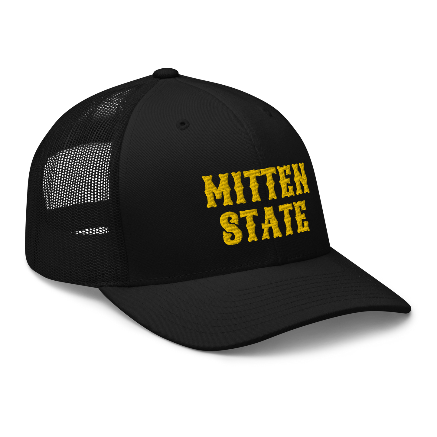 Michigan 'Mitten State' Trucker Hat (Western Font) | Gold Embroidery