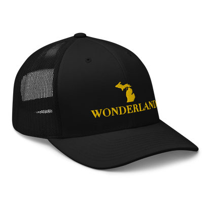 Michigan 'Wonderland' Trucker Hat (Didone Font) | Gold Embroidery