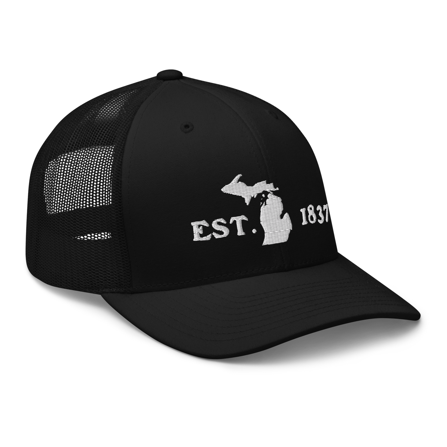 Michigan 'EST 1837' Trucker Hat (Woodcut Font)