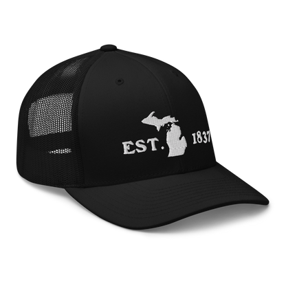 Michigan 'EST 1837' Trucker Hat (Woodcut Font)