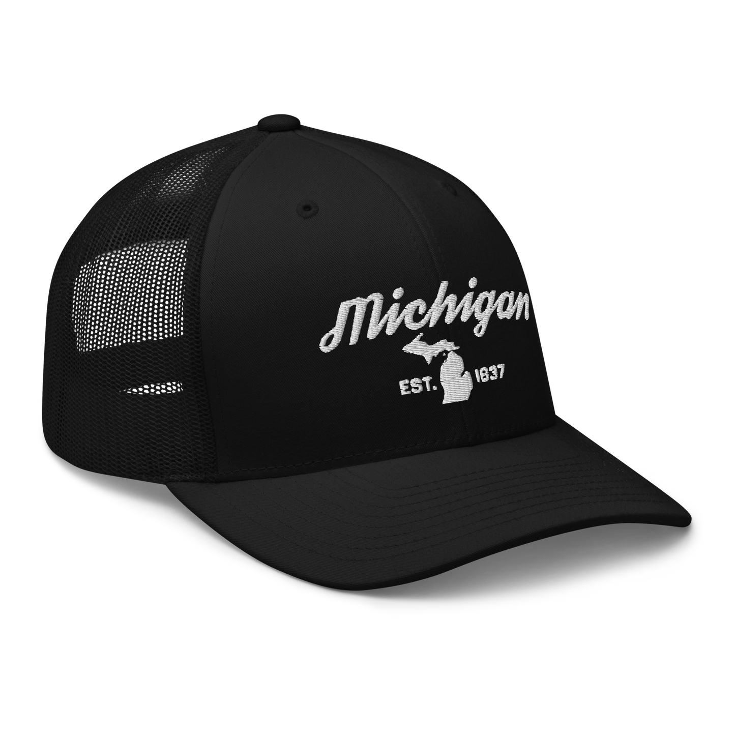 'Michigan EST 1837' Trucker Hat (Script Font)