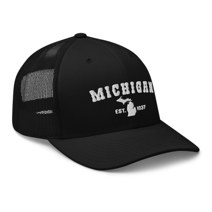 'Michigan EST 1837' Trucker Hat (Western Font)