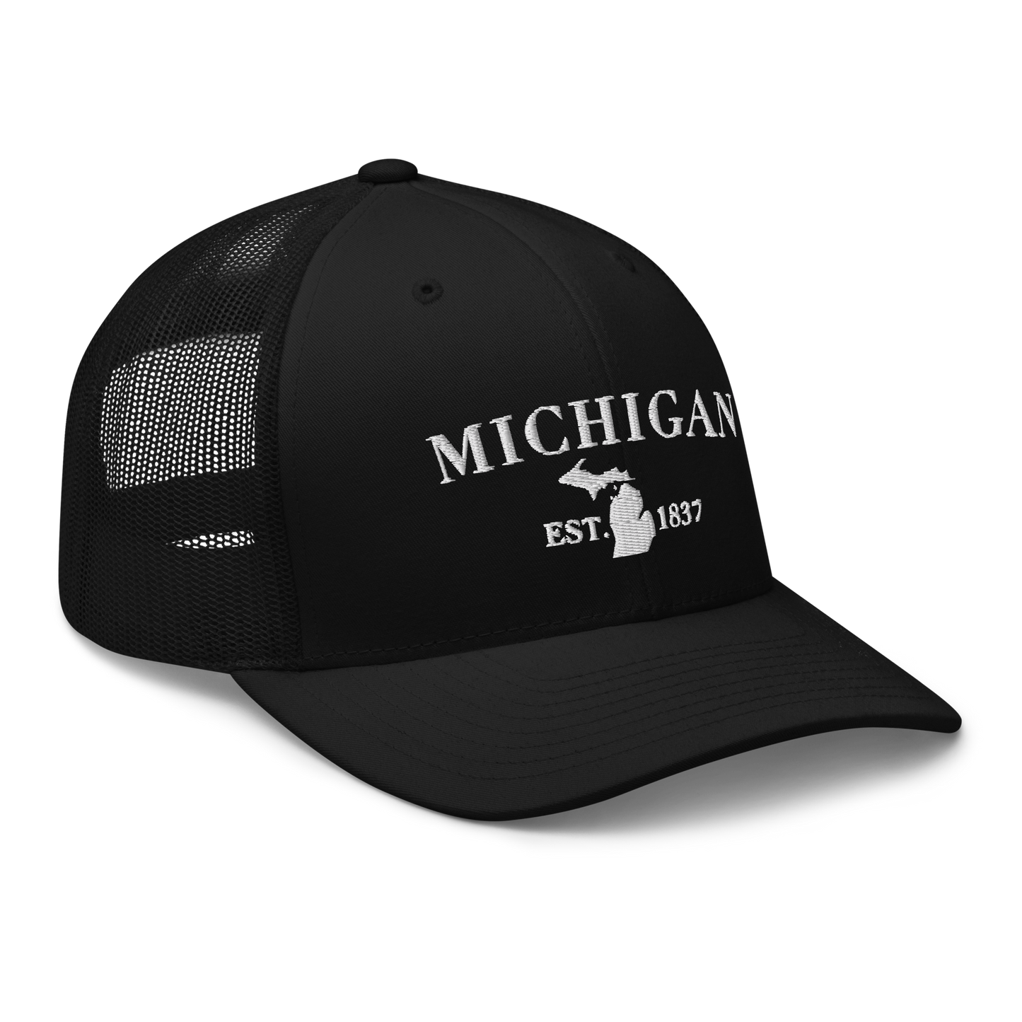 'Michigan EST 1837' Trucker Hat (Didone Font)