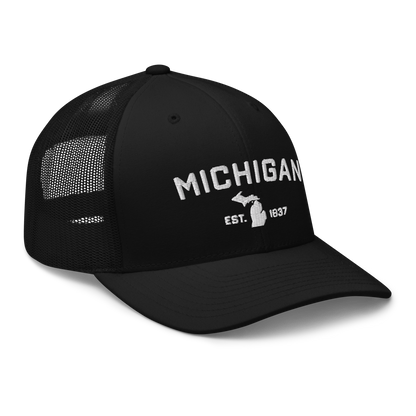 'Michigan EST 1837' Trucker Hat (Athletic Font)