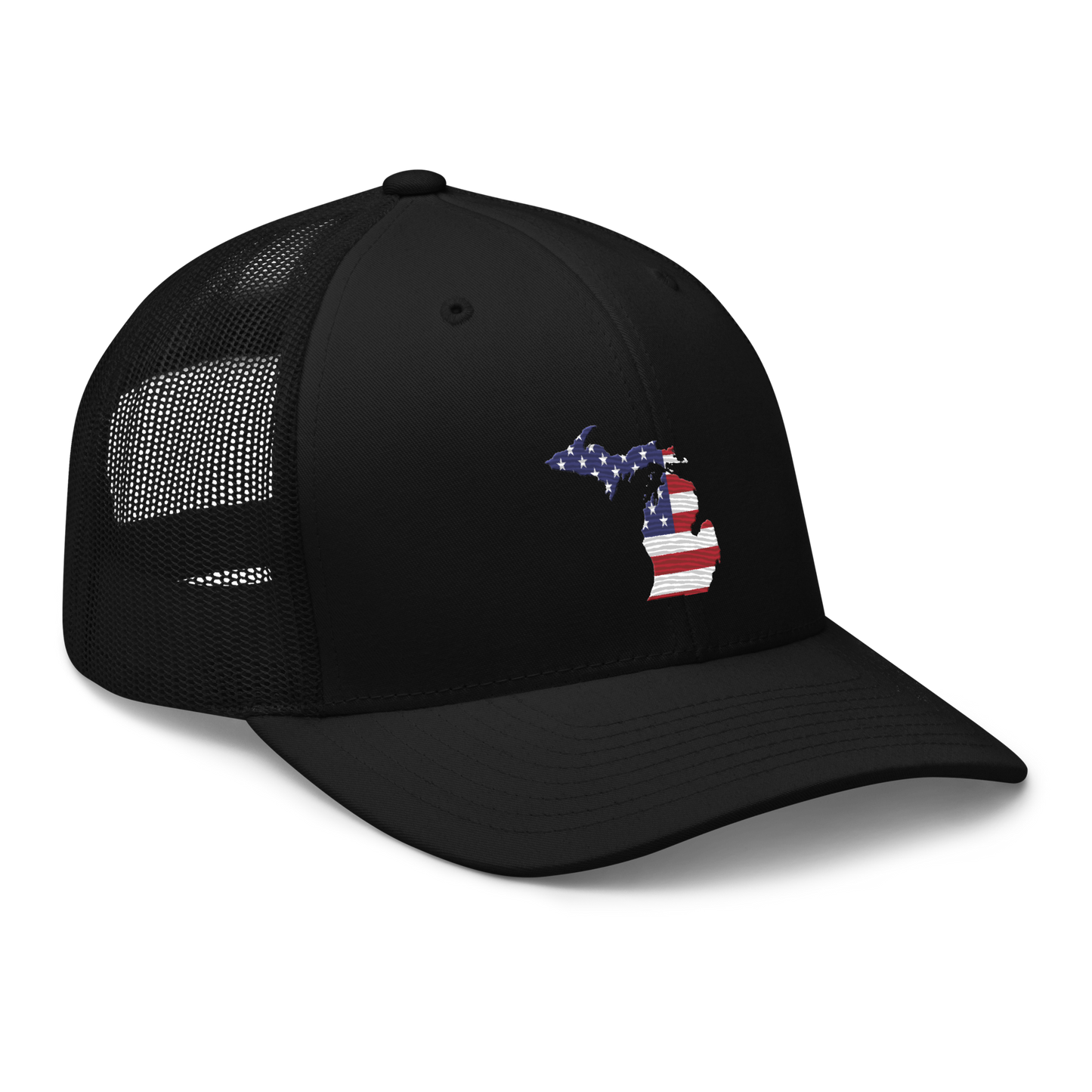 State of Michigan Trucker Hat (w/ USA Flag Outline)